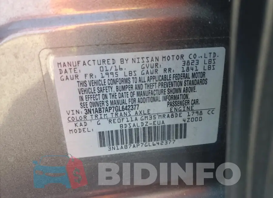 3N1AB7AP7GL642377 Photo# 13