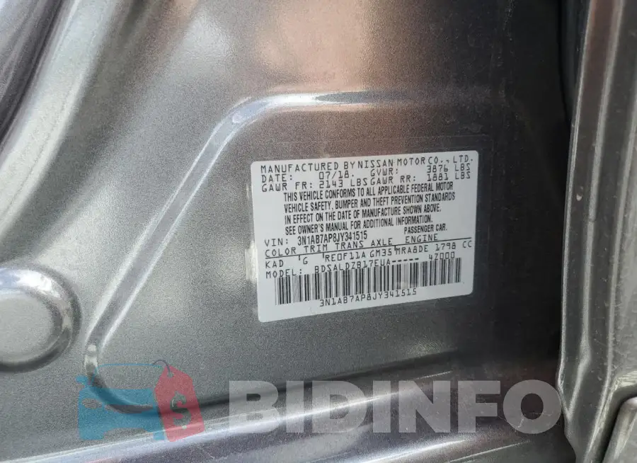 3N1AB7AP8JY341515 Photo# 13