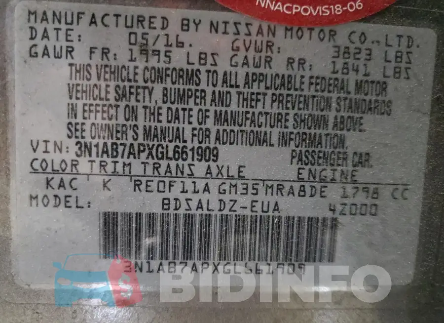3N1AB7APXGL661909 Photo# 13