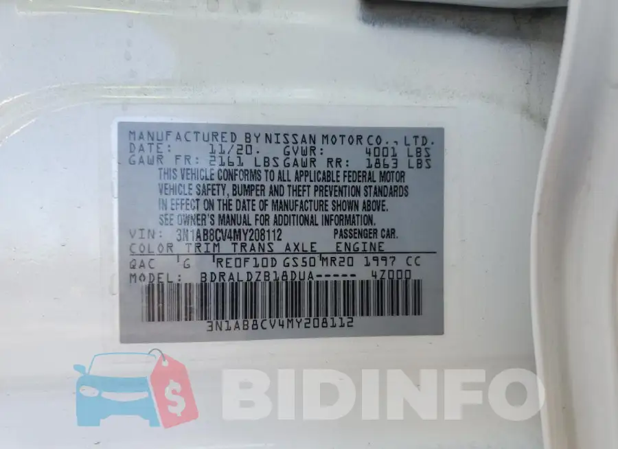 3N1AB8CV4MY208112 Photo# 12