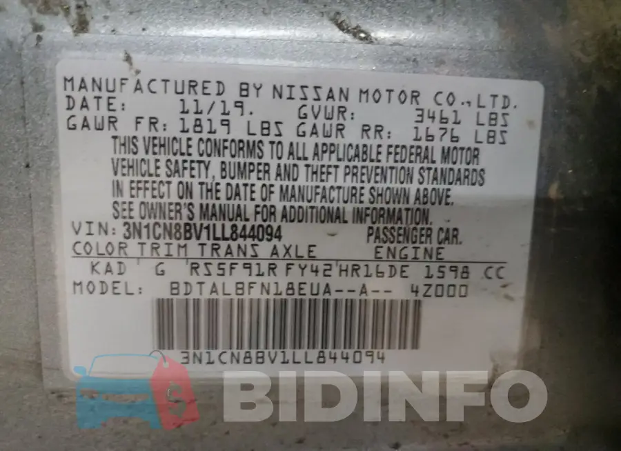 3N1CN8BV1LL844094 Photo# 12