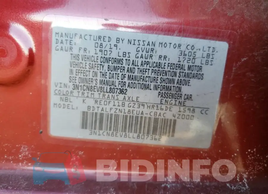 3N1CN8EV8LL807362 Photo# 12
