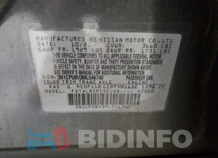 3N1CP5BV3ML546740 Photo# 12