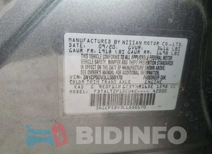 3N1CP5DV3LL550170 Photo# 12