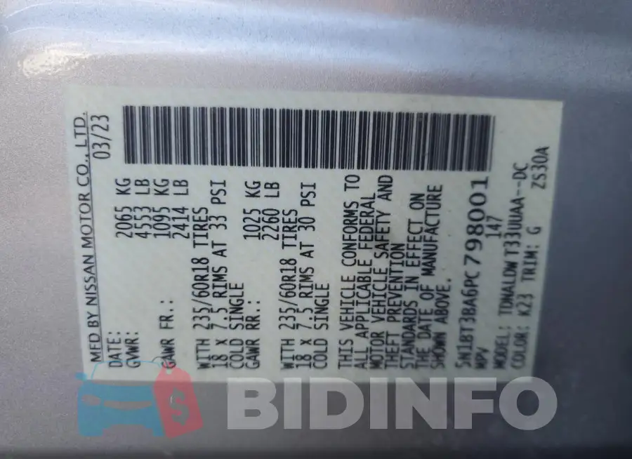 5N1BT3BA6PC798001 Photo# 14