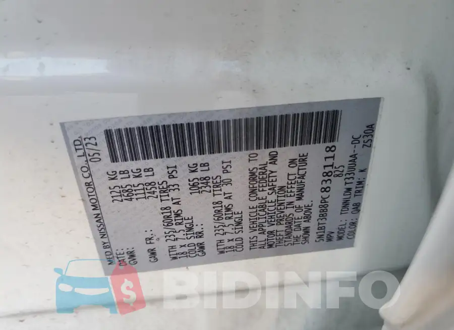 5N1BT3BB8PC838118 Photo# 13