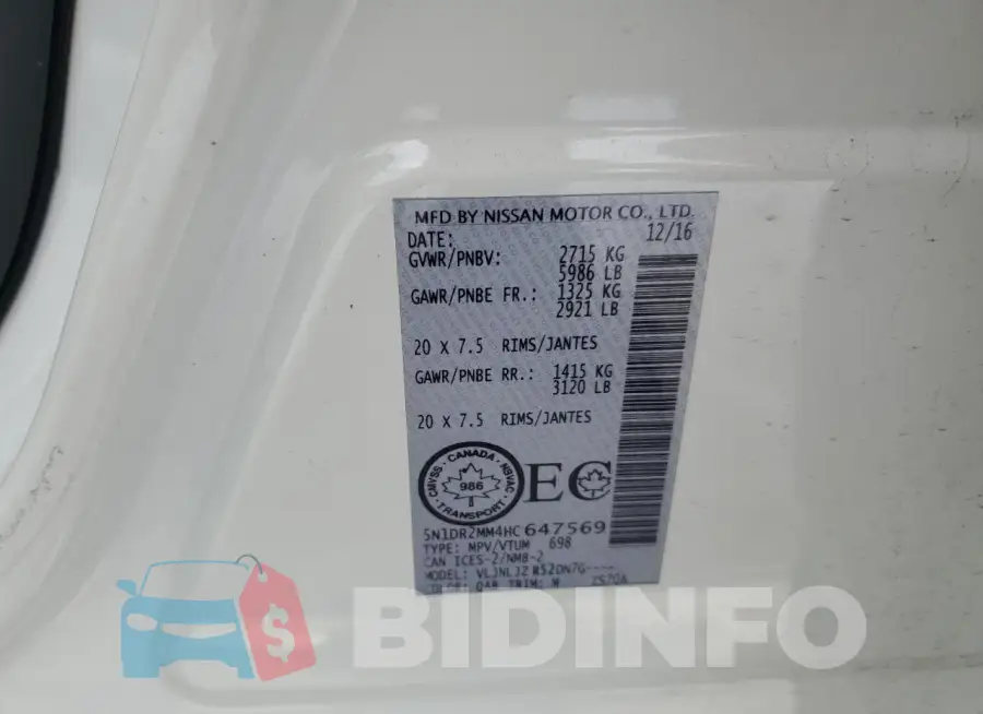 5N1DR2MM4HC647569 Photo# 13