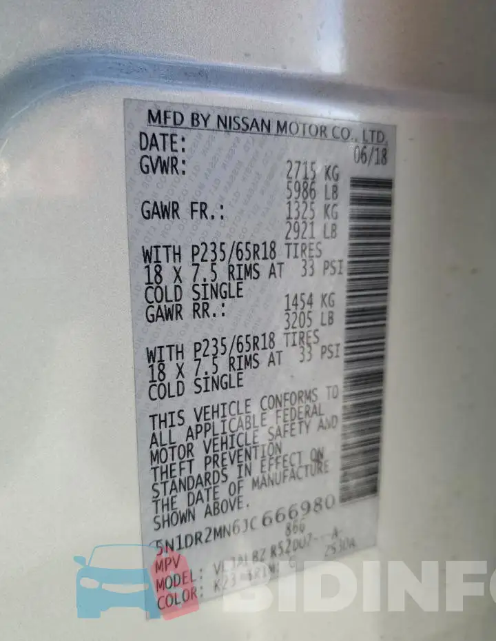 5N1DR2MN6JC666980 Photo# 14