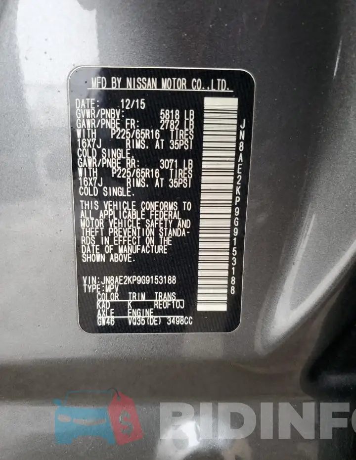 JN8AE2KP9G9153188 Photo# 14