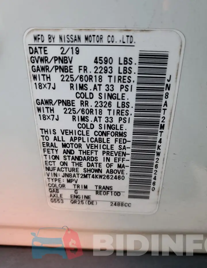 JN8AT2MT4KW262460 Photo# 14