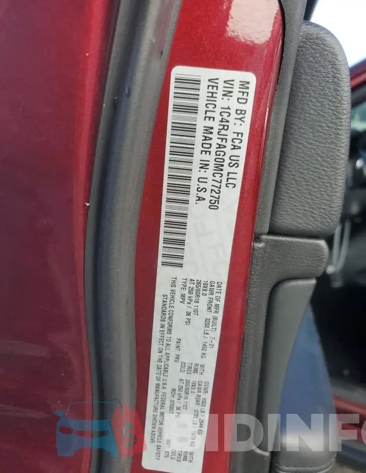 1C4RJFAG0MC772750 Photo# 14