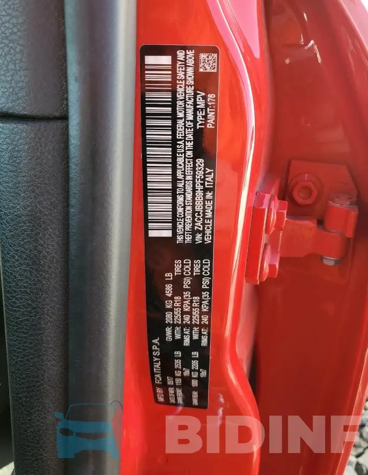 ZACCJBBB9HPF59329 Photo# 13