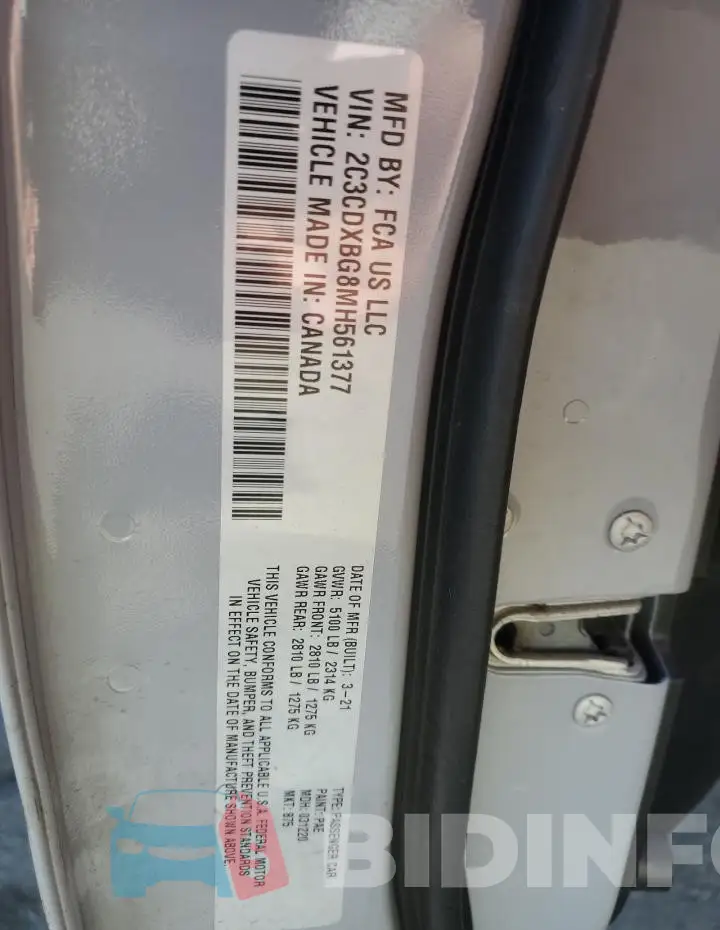 2C3CDXBG8MH561377 Photo# 12
