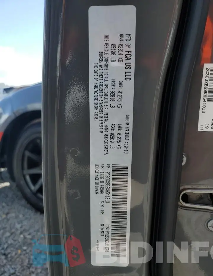2C3CDXBG9KH541913 Photo# 12