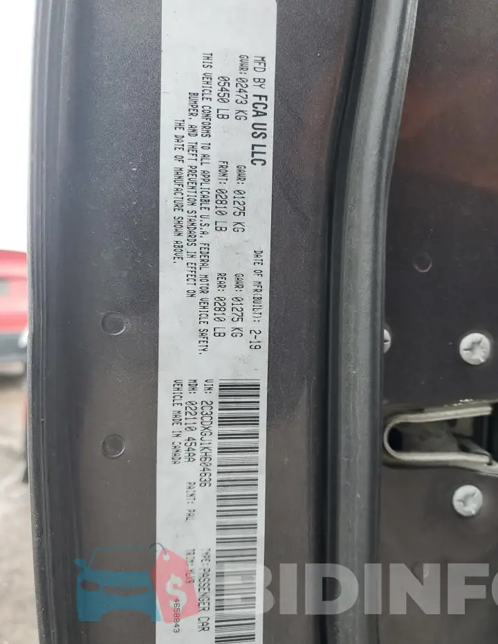 2C3CDXGJ1KH604636 Photo# 12