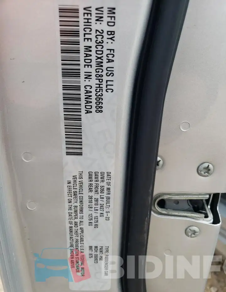 2C3CDXMG8PH536688 Photo# 12