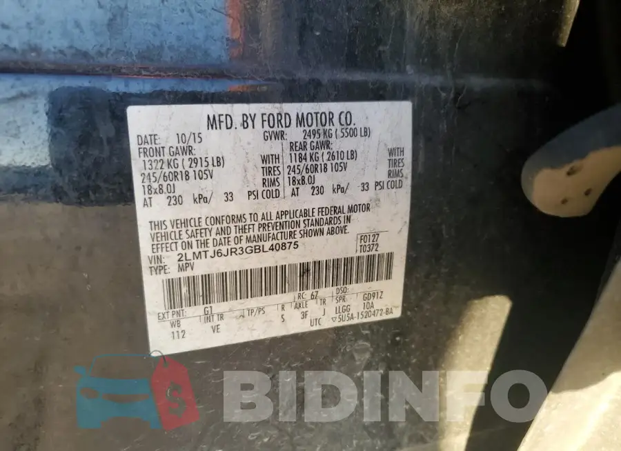 2LMTJ6JR3GBL40875 Photo# 12