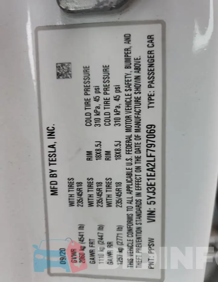 5YJ3E1EA2LF797069 Photo# 12