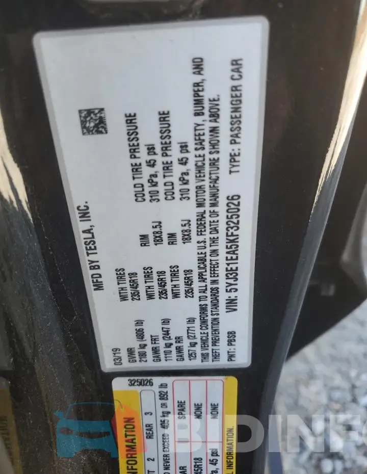 5YJ3E1EA5KF325026 Photo# 12