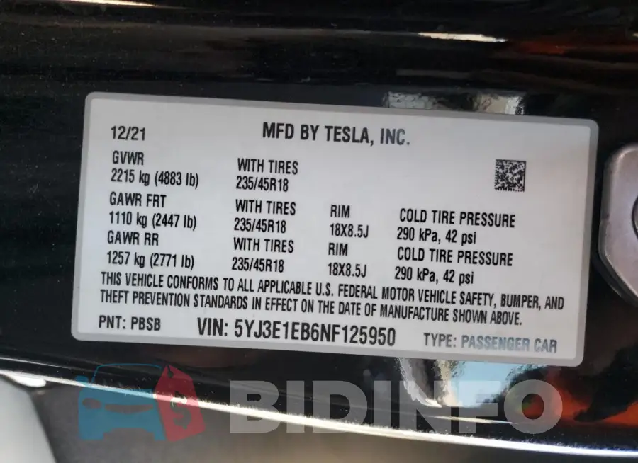 5YJ3E1EB6NF125950 Photo# 12