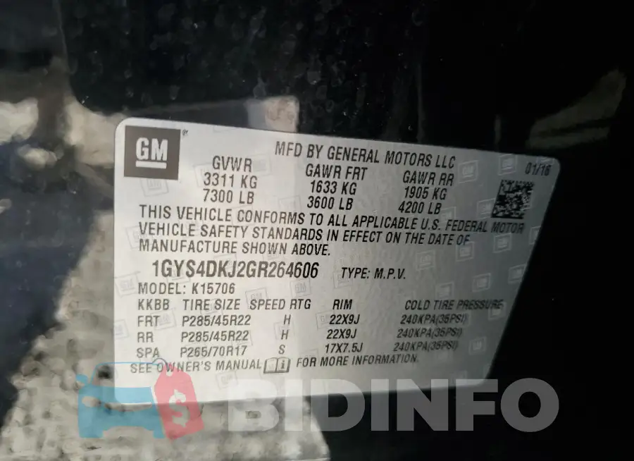 1GYS4DKJ2GR264606 Photo# 14