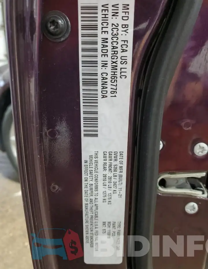 2C3CCARGXMH657761 Photo# 12