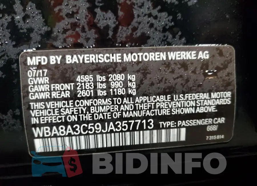 WBA8A3C59JA357713 Photo# 12