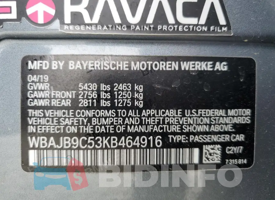 WBAJB9C53KB464916 Photo# 12