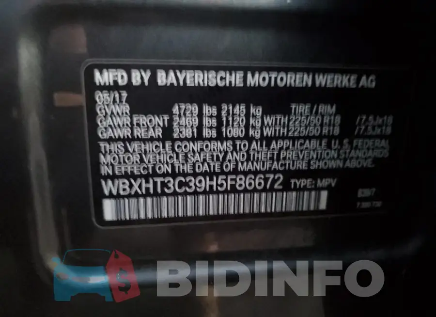 WBXHT3C39H5F86672 Photo# 13