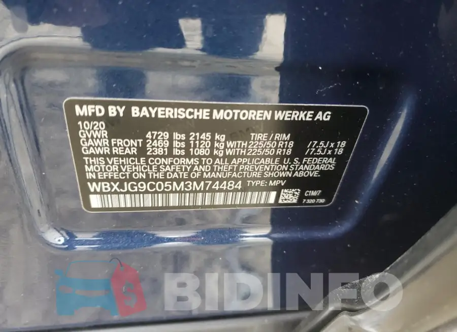 WBXJG9C05M3M74484 Photo# 13