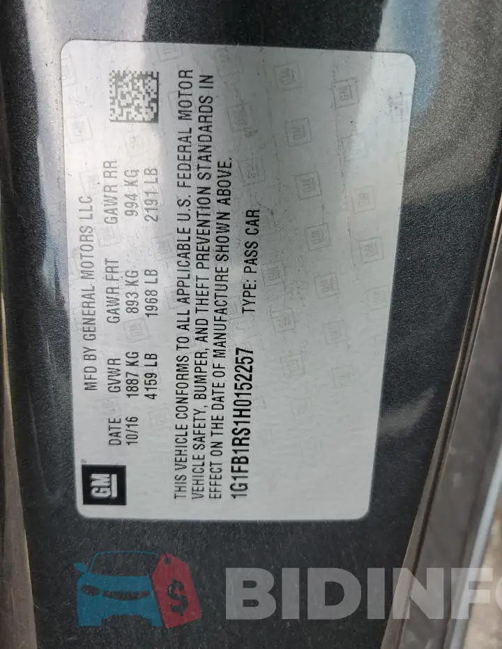 1G1FB1RS1H0152257 Photo# 12