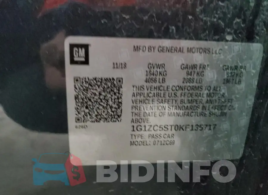 1G1ZC5ST0KF135717 Photo# 12
