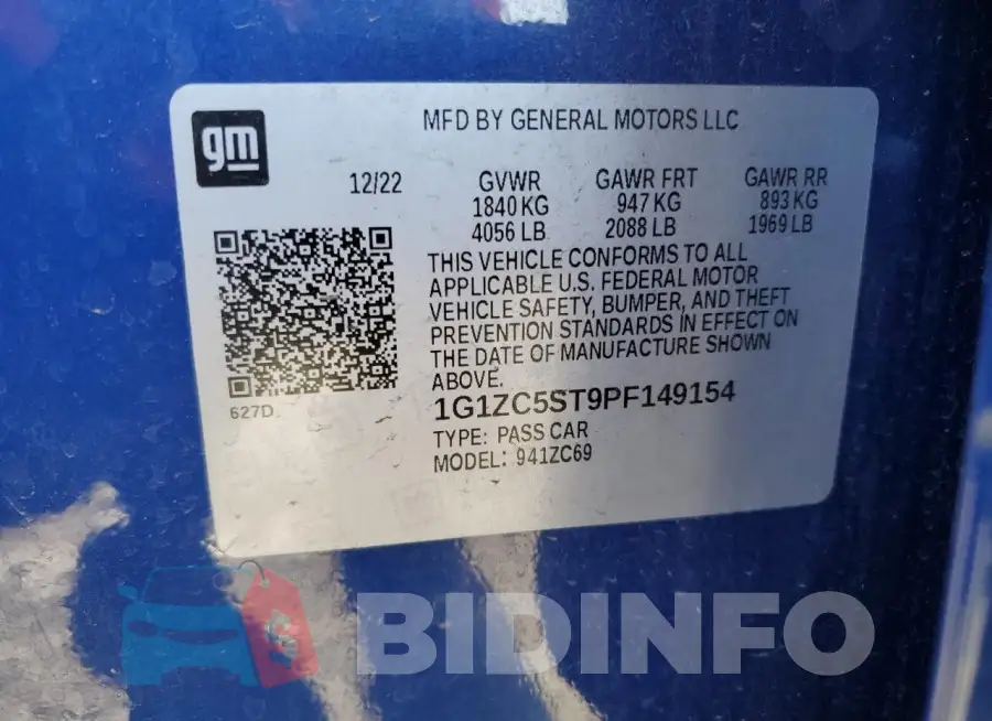 1G1ZC5ST9PF149154 Photo# 13