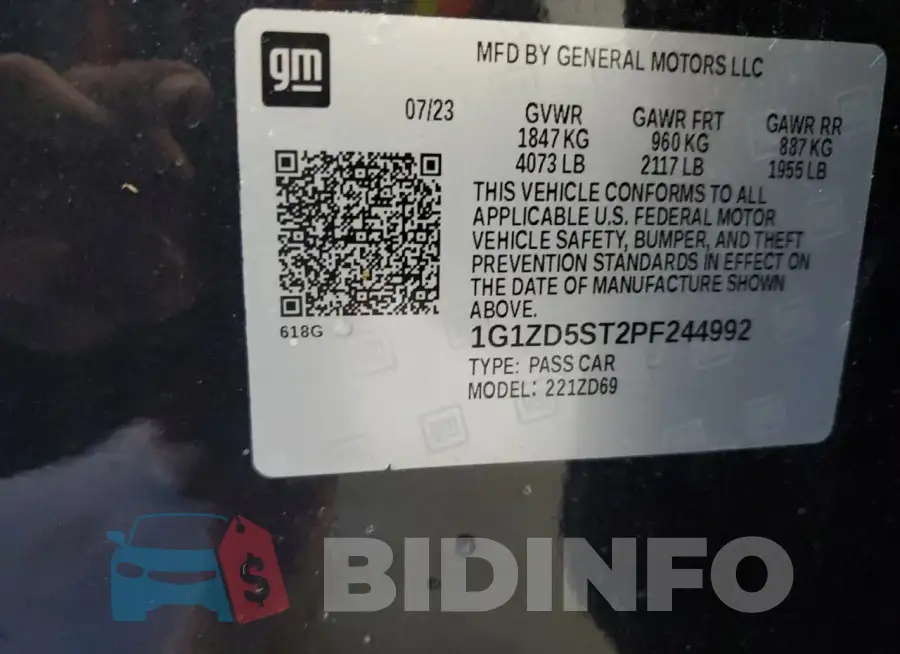 1G1ZD5ST2PF244992 Photo# 12