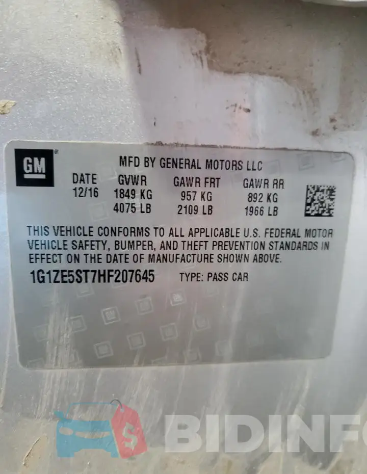 1G1ZE5ST7HF207645 Photo# 13