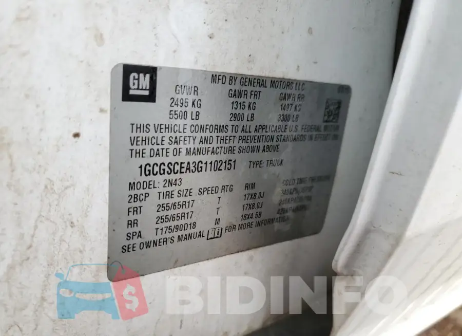 1GCGSCEA3G1102151 Photo# 12