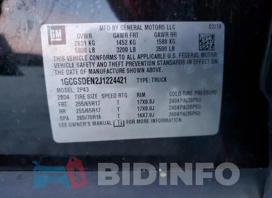 1GCGSDEN2J1224421 Photo# 12
