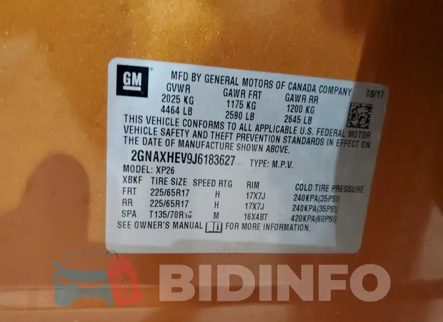 2GNAXHEV9J6183627 Photo# 13