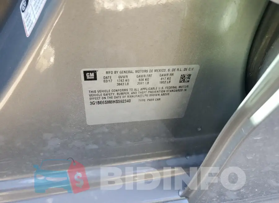 3G1BE6SM8HS592340 Photo# 12