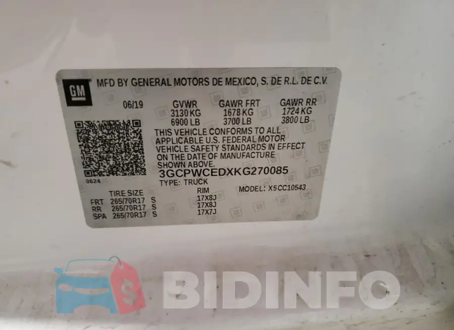 3GCPWCEDXKG270085 Photo# 12