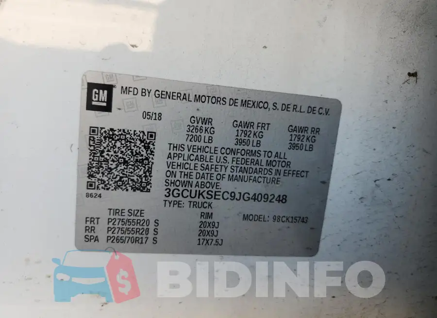 3GCUKSEC9JG409248 Photo# 12