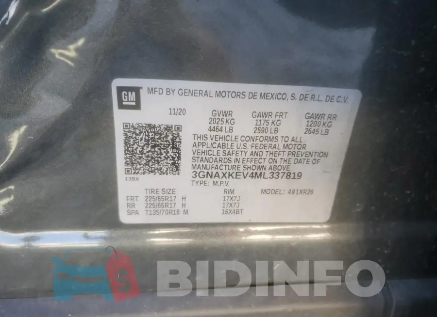 3GNAXKEV4ML337819 Photo# 13
