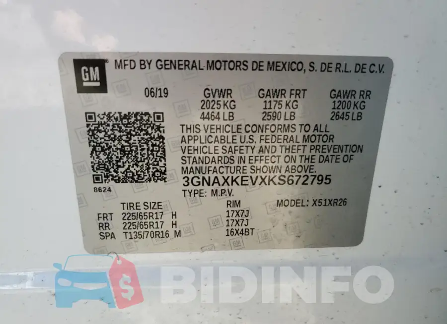 3GNAXKEVXKS672795 Photo# 12