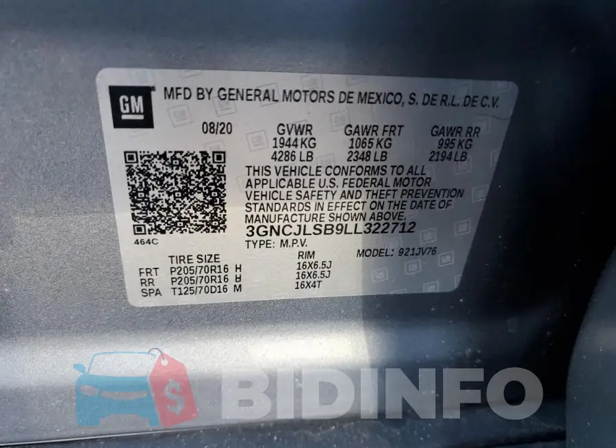 3GNCJLSB9LL322712 Photo# 13