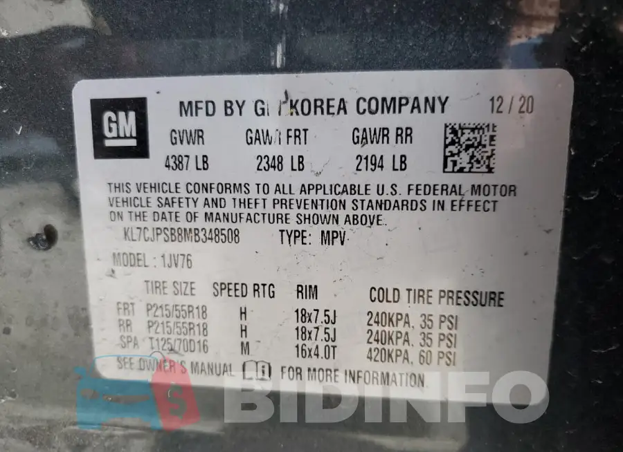 KL7CJPSB8MB348508 Photo# 13