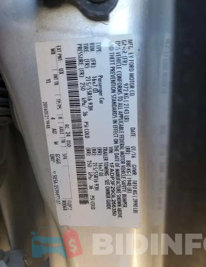 1FADP3F29GL266350 Photo# 12