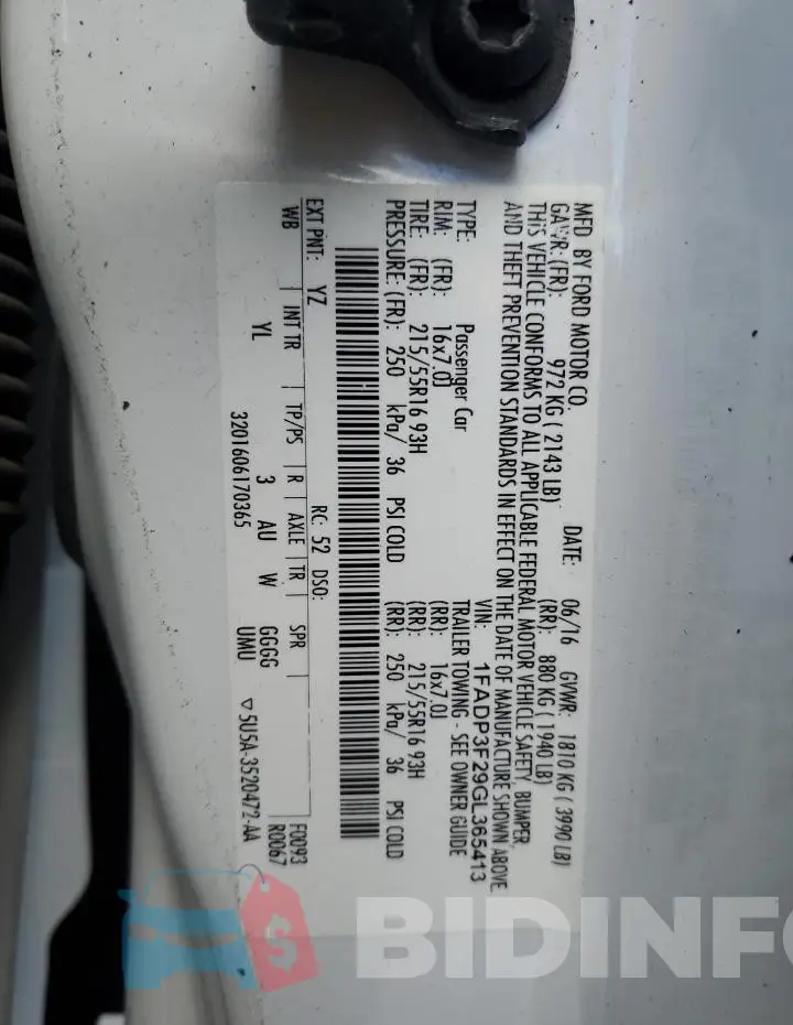 1FADP3F29GL365413 Photo# 12