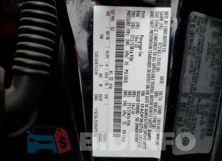 1FADP3K27GL387237 Photo# 13