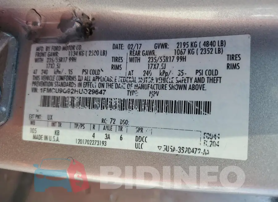 1FMCU9G92HUD29647 Photo# 12