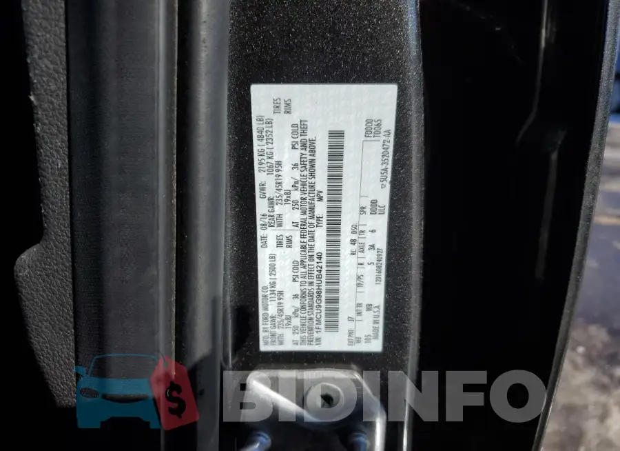 1FMCU9G98HUB42140 Photo# 12
